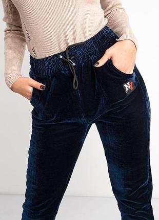 Женские спортивные брюки на меху, синие3 фото