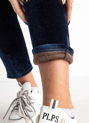 Женские спортивные брюки на меху, синие4 фото