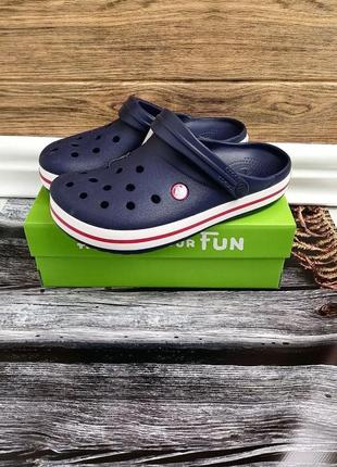 Чоловічі крокси сабо crocs crocband clog black сабо чорні сині2 фото