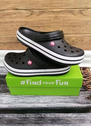 Чоловічі крокси сабо crocs crocband clog black сабо чорні сині4 фото