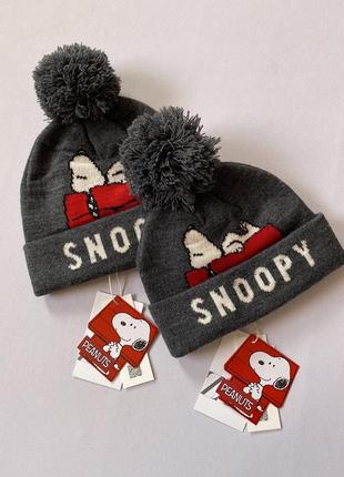 Шапка/шапочка с бубоном/помпоном снупи/snoopy на 1-3 года зара/zara