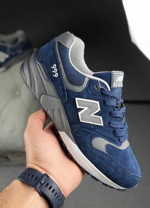 Чоловічі кросівки new balance blue/ grey, сині з сірим, рефлектив, замшеві, демісезонні