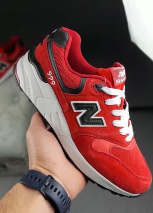Мужские кроссовки new balance red, красные, замшевые, демисезонные