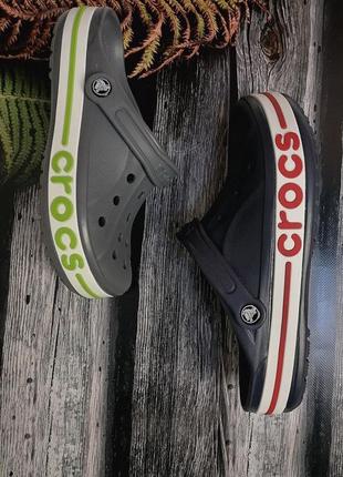 Мужские кроксы сабо crocs bayaband clog синие серые2 фото