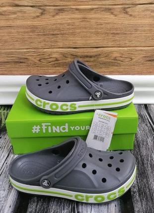 Мужские кроксы сабо crocs bayaband clog синие серые3 фото