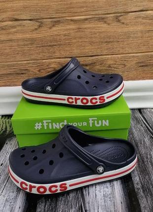 Мужские кроксы сабо crocs bayaband clog синие серые7 фото