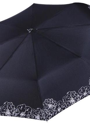 Складной женский зонт черный с цветами   pierre cardin ( полный автомат ) арт. 826692 фото