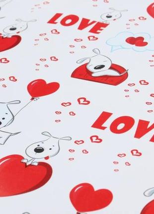 Бумага упаковочная подарочная собачка "love" 84см*59 см (15 листов)2 фото