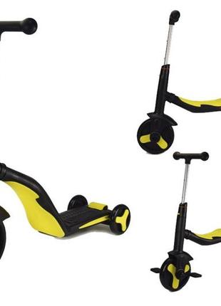 Самокат-велобіг від-велосипед best scooter 3в1 чорний з жовтим