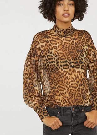 Шифонова блузка з леопардовим принтом h&m1 фото