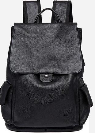 Великий чоловічий міський рюкзак з натуральної шкіри, чорний шкіряний портфель для чоловіків8 фото