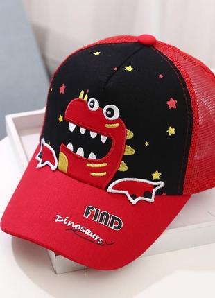 Детская кепка с динозавром  🦖  с сеточкой на мальчика 2-7 лет легкая бейсболка с динозавром 50-54 см
