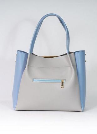 Большая голубая женская сумка, жіноча сумка блакитна велика3 фото