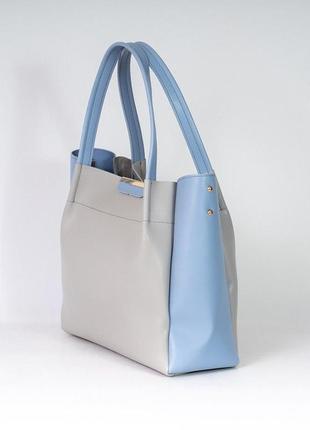Большая голубая женская сумка, жіноча сумка блакитна велика2 фото