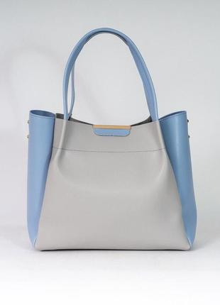 Большая голубая женская сумка, жіноча сумка блакитна велика4 фото