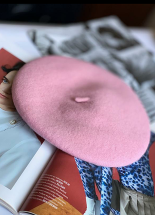 Берет фетровый шерстяной женский цвет розовый