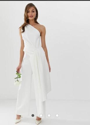 Комбінезон на одне плече з драпіруванням збоку asos edition tall wedding