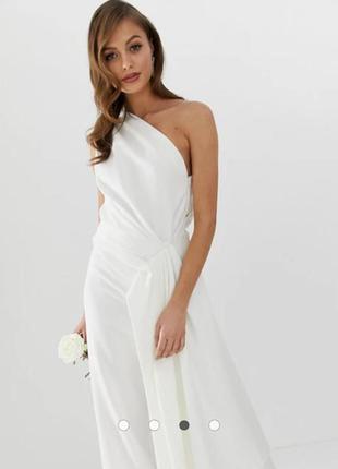 Комбінезон на одне плече з драпіруванням збоку asos edition tall wedding3 фото