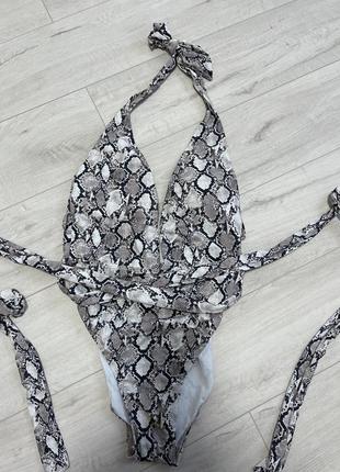 Злитий купальник зміїний принт змеинный принт3 фото