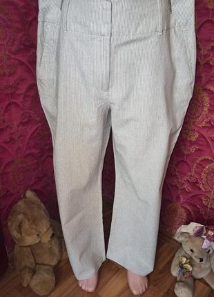 Брюки штани у смужку  великий розмір 16/ 18  з замісу льону та бавовни