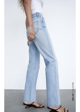 Трендова модель прямі джинси zara зара середня посадка2 фото