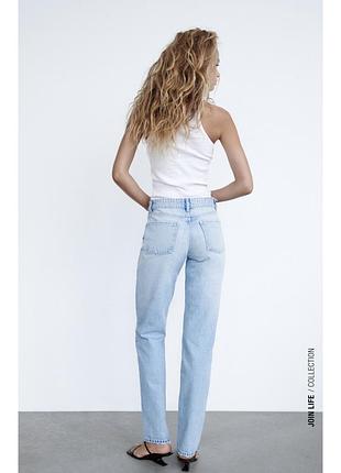 Трендова модель прямі джинси zara зара середня посадка3 фото