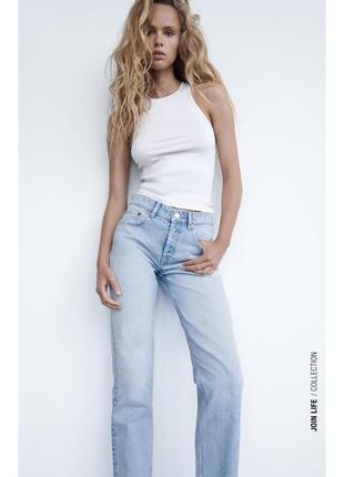 Трендова модель прямі джинси zara зара середня посадка4 фото