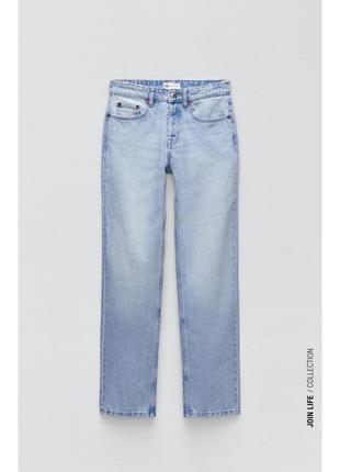 Трендова модель прямі джинси zara зара середня посадка6 фото