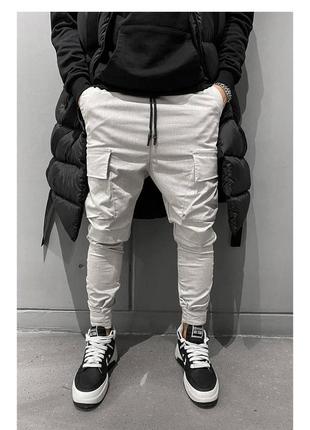 Спортивні штани чоловічі карго сірі туреччина / спортивні штани чоловічі штани сірі