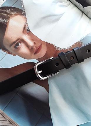 Ремень женский кожаный черный узкий / ремінь пояс жіночий