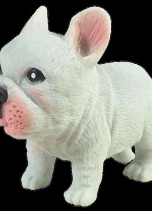 Іграшка силіконова антистрес, собака бульдог сірий 6 см 03836