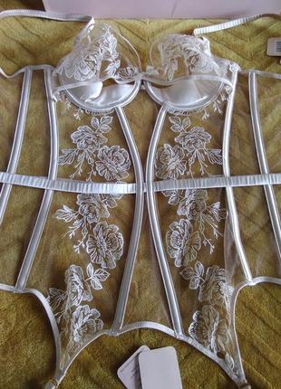 Agent provocateur gloria оригінал бежевий весільний нюдовый прозорий комплект