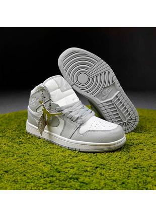 Кроссовки женские nike air jordan 1 белые серые / кросівки жіночі найк аир джордан білі сірі кроссы