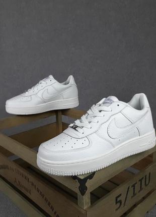 Женские кроссовки nike air force 1 low white, белые, кожанные, демисезонные