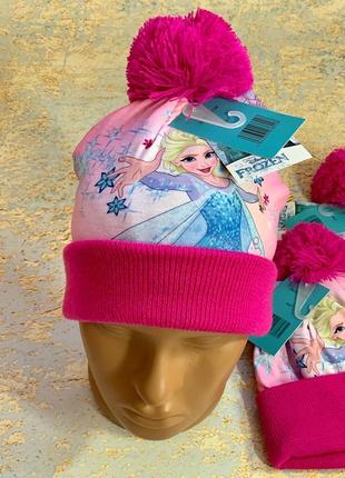 Демисезонная шапка для девочки на подкладке с любимыми героями frozen2 фото