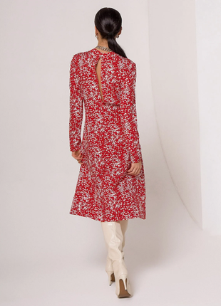 Платье миди с разрезами принт цветы нарядное деми 3 цвета2 фото