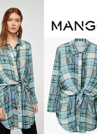 Удлиненная рубашка в клетку mango m-l