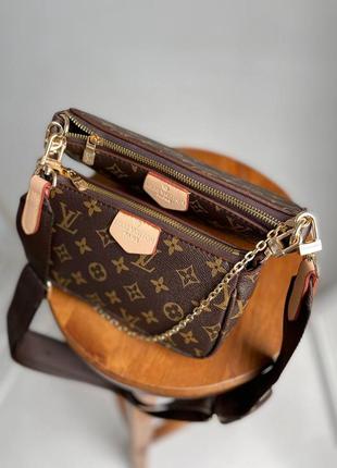 Multi pochette brown брендовий коричнева сумочка 2 в 1 жіноча стильна сумка відомий бренд5 фото