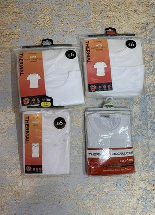 Набір білих термо футболок від англійського бренду george для хлопчика або дівчинки в розмірах1 фото