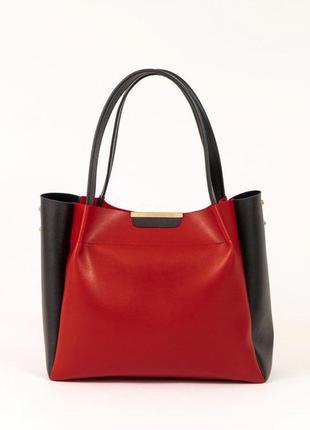 Вместительная большая женская сумка красная, велика жіноча сумка червона