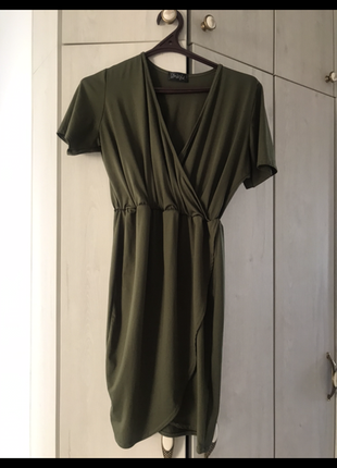Платье хаки на запах на м