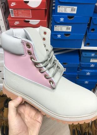 Жіночі високі сіро-рожеві термо черевики timberland Boots 🆕 тімберленд