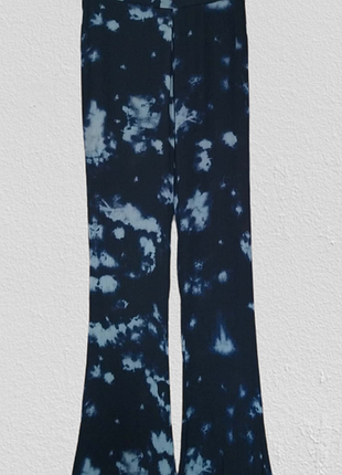 Штани zara, легкі, повсякденні, тай дай, віскоза, кльош, висока посадка