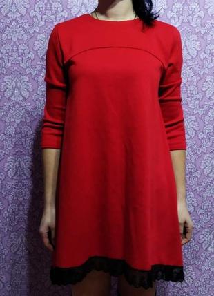 Платье красное трикотаж1 фото