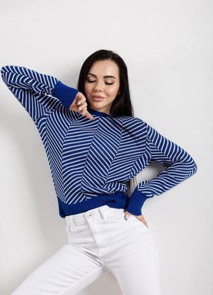 Синий модный свитер женский3 фото