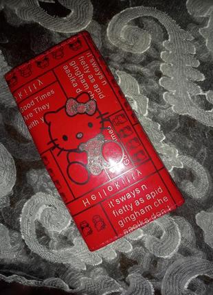 Гаманець жіночий hello kitty червоний з візерунком з літерами8 фото