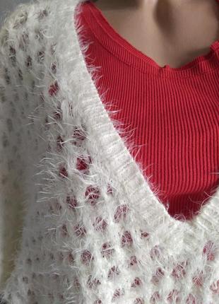 Ажурный пуловер, жилет с v-вырезом.5 фото