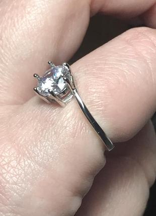 Кольцо колечко стерлинговое серебро 925 пробы с фианитом5 фото