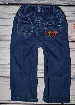 18 месяцев 80 - 86 см фирменные джинсы скины для моднявок узкачи утеплены с нашивками5 фото