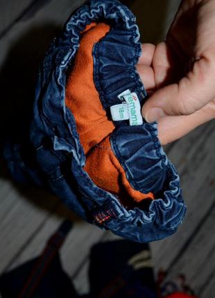 18 месяцев 80 - 86 см фирменные джинсы скины для моднявок узкачи утеплены с нашивками4 фото
